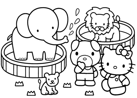 Hello Kitty Zoo Coloring Page